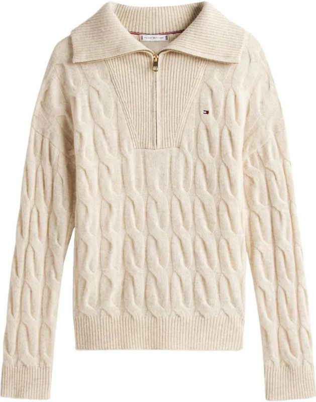 Tommy Hilfiger, Dames, Truien, Beige, Maat: 2XS Wol,