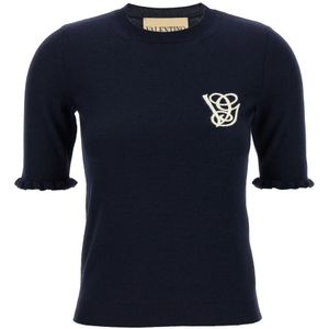 Valentino Garavani, Dames, Tops, Blauw, Maat: M Wol,