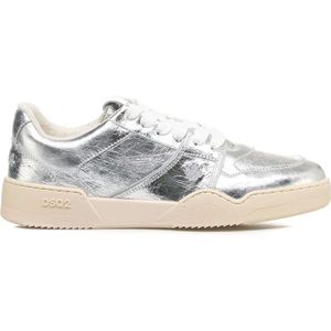 Dsquared2 Metallic Logo Sneakers Made in Italy , Gray , Dames , Maat: 39 EU