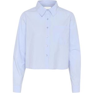 My Essential Wardrobe, Dames, Blouses & Shirts, Blauw, Maat: M Katoen,