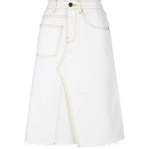 Tory Burch, Dames, Rokken, Wit, Maat: 3XS Denim,