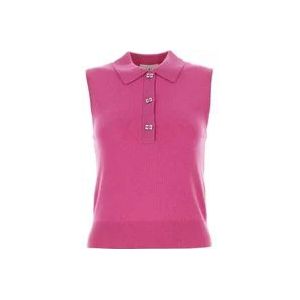 Ganni Fuchsia Wol Blend Vest , Pink , Dames , Maat: S