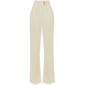Elisabetta Franchi, Dames, Broeken, Wit, Maat: M Poliester,