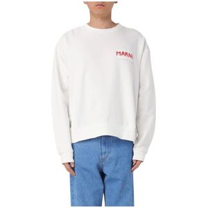 Marni - Logo Sweatshirt - Wit - Heren - 100% Katoen
