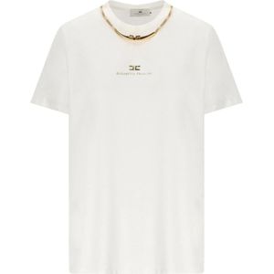 Elisabetta Franchi, Dames, Tops, Wit, Maat: M Katoen,