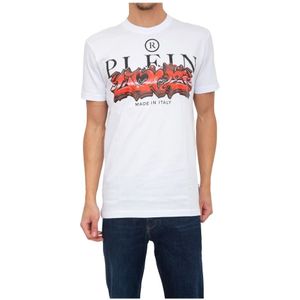 Philipp Plein, Heren, Tops, Wit, Maat: L Katoen,