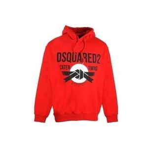 Dsquared2 Rode Logo Sweatshirt Italiaans Katoen , Red , Heren , Maat: L
