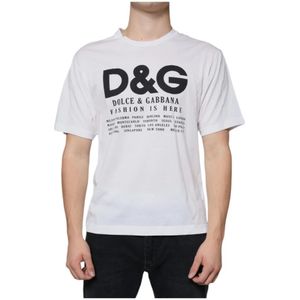 Dolce & Gabbana - T-shirt - Wit - DG Logo Print - Katoen