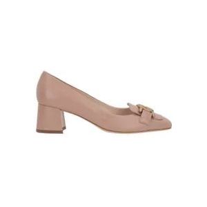 Tod's Beige Leren Hakken Décolleté met Antieke Gouden Ketting , Pink , Dames , Maat: 36 1/2 EU