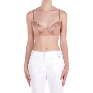 Elisabetta Franchi, Dames, Tops, Beige, Maat: S Poliester,