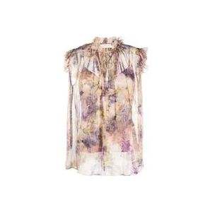 Zimmermann Bloemenprint zijden blouse , Pink , Dames , Maat: L
