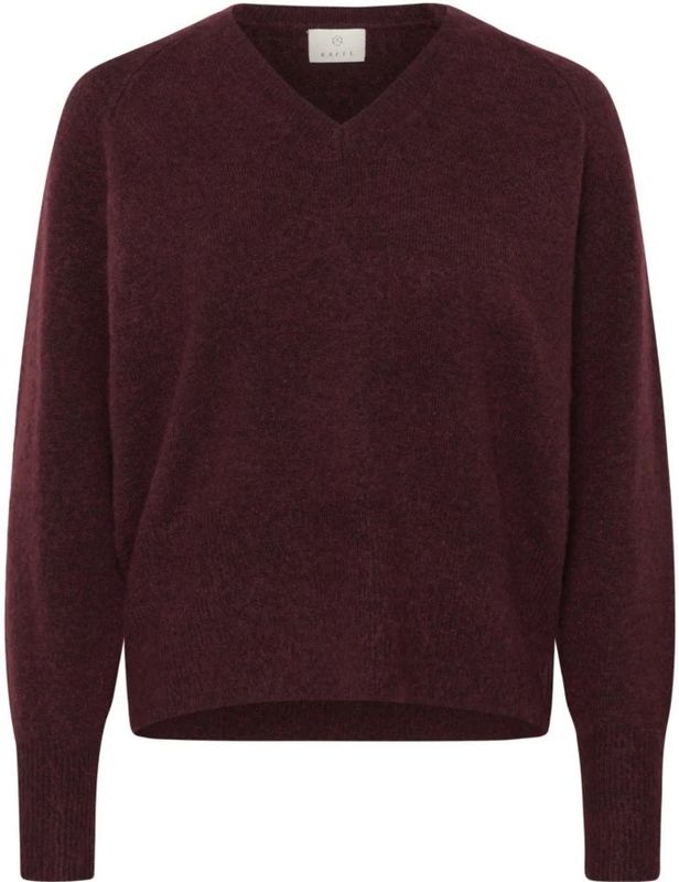 Kaffe - KANiel - Trui - Wijnrood - Geribbelde Kraag - Lange Mouw