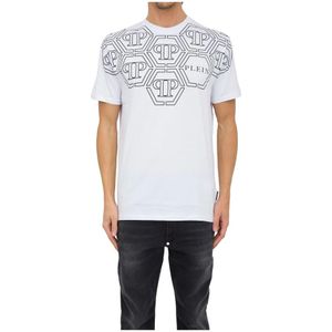 Philipp Plein, Heren, Tops, Wit, Maat: M Katoen,