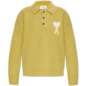 Ami Paris, unisex, Truien, Groen, Maat: XS Wol,