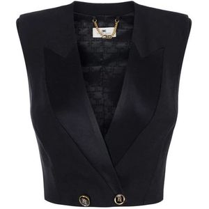 Elisabetta Franchi, Dames, Jassen, Zwart, Maat: XS Satijn,