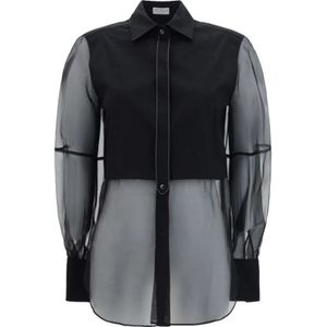 Brunello Cucinelli, Dames, Blouses & Shirts, Zwart, Maat: L Katoen,
