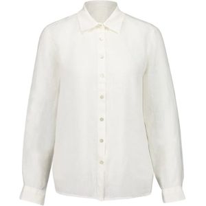 120% Lino, Dames, Blouses & Shirts, Wit, Maat: L Linnen,