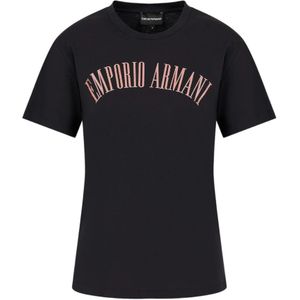 Emporio Armani, Dames, Tops, Blauw, Maat: M Katoen,