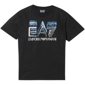 Ea7 Emporio Armani Train Logo Series Maxi Logo Sequins Crossover T-shirt Met Korte Mouwen