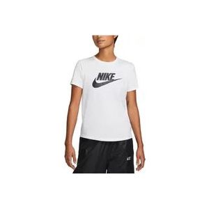 Nike Katoenen T-shirt met Korte Mouwen , White , Dames , Maat: M