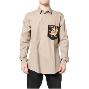 Dolce & Gabbana, Heren, Overhemden, Beige, Maat: 3XL