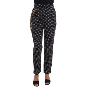 Dolce & Gabbana - Slim-Fit Broek - Zwart - Multicolor Kristallen - Pailletten