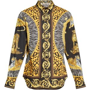 Versace, Heren, Overhemden, Geel, Maat: M Katoen,