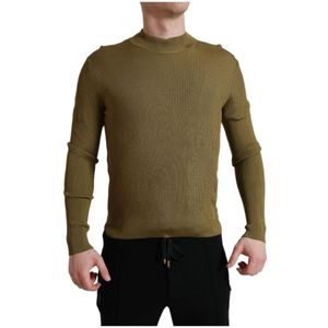 Dolce & Gabbana - Ribbed Knit Mock Neck - Pullover Sweater - Army Green