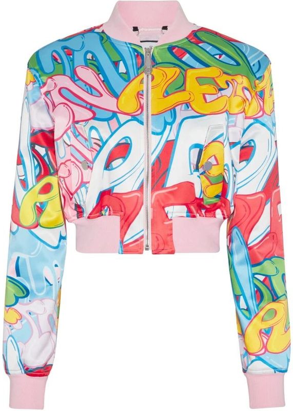 Philipp Plein - Satijnen Cropped Bomber - Veelkleurig - Dames