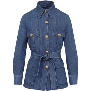 Valentino, Dames, Jassen, Blauw, Maat: XS Denim,