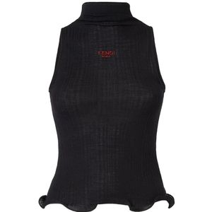 Fendi, Dames, Tops, Zwart, Maat: XS Wol,