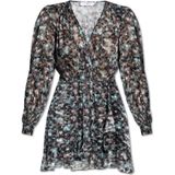 IRO Jurk  lichtblauw / oudroze / zwart