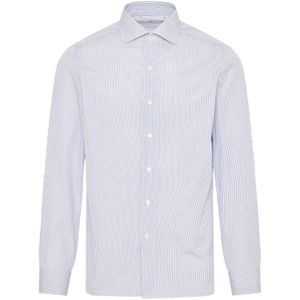 Finamore, Heren, Overhemden, Blauw, Maat: 4XL Katoen,