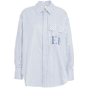 Elisabetta Franchi, Dames, Blouses & Shirts, Blauw, Maat: XL Katoen,