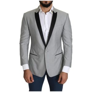 Dolce & Gabbana - Klassieke Pasvorm Zijden Blazer - Grijs - Heren