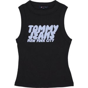 Tommy Hilfiger - Bubble Tanktop - Zwart - Elastische Ribstof - Mouwloos