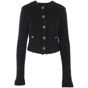 Balenciaga, Dames, Jassen, Zwart, Maat: S Tweed,