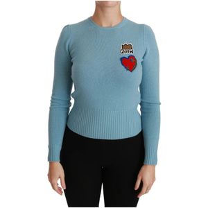Dolce & Gabbana, Heren, Truien, Blauw, Maat: 3XS Wol,