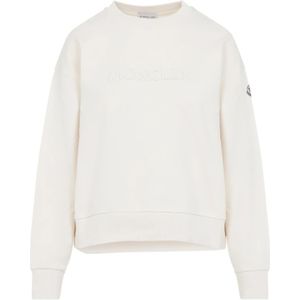Moncler, Dames, Sweatshirts & Hoodies, Wit, Maat: M Katoen,
