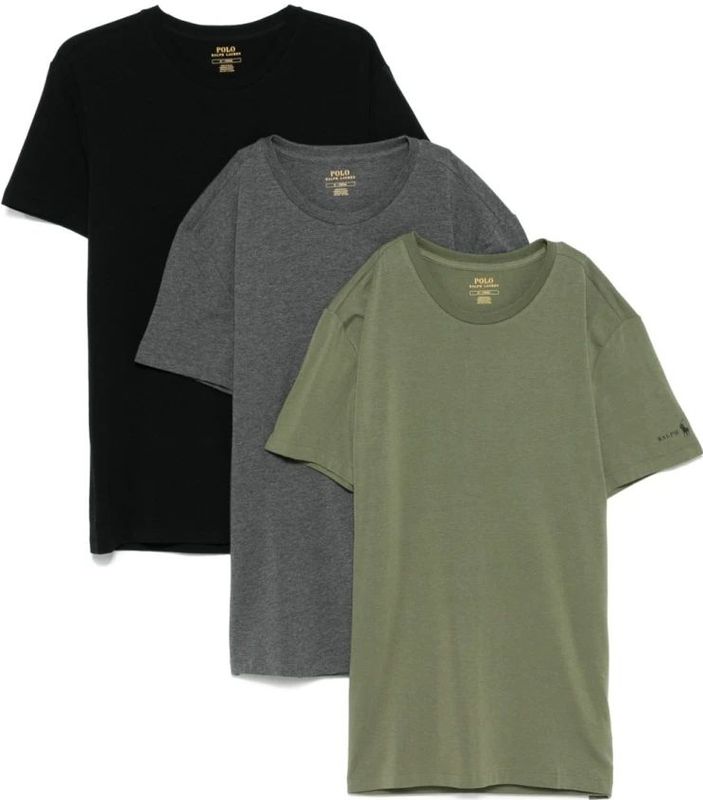 Polo Ralph Lauren - Set van Drie T-shirts - Groen Grijs Zwart - Casual - Katoen - Korte Mouwen