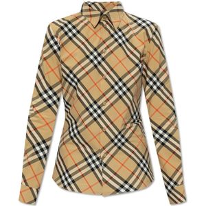 Burberry, Dames, Blouses & Shirts, Beige, Maat: 4XS Katoen,