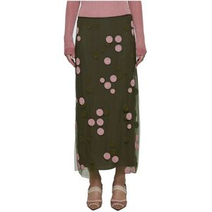 Fendi Groene Polka Dot Tule Midi Rok , Green , Dames , Maat: XS