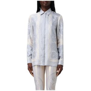 Versace, Dames, Blouses & Shirts, Grijs, Maat: XS Zijde,