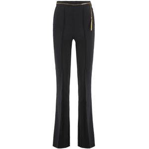 Elisabetta Franchi, Dames, Broeken, Zwart, Maat: S Leer,