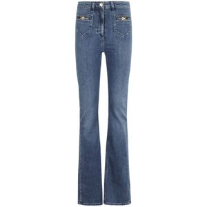 Elisabetta Franchi, Dames, Jeans, Blauw, Maat: W27 Zijde,