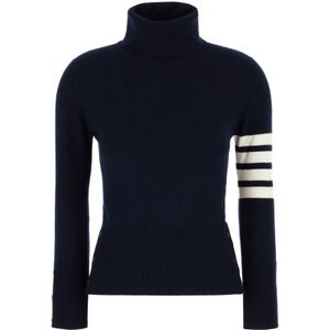Thom Browne, Dames, Truien, Blauw, Maat: 2XS Kasjmier,
