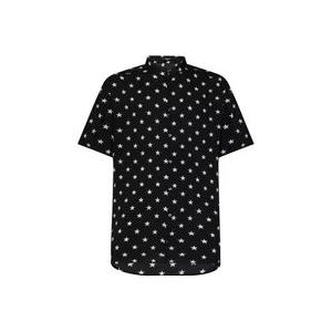 Balmain Zwart kort mouwloos shirt met sterrenprint , Black , Heren , Maat: S