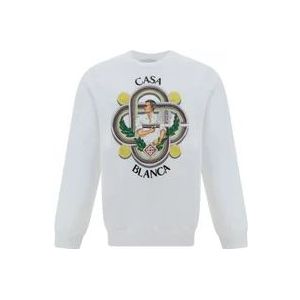 Casablanca Logo Sweatshirt, 100% Katoen, Gemaakt in Portugal , White , Heren , Maat: M