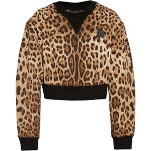Dolce & Gabbana, Dames, Sweatshirts & Hoodies, Bruin, Maat: 2XS Katoen,