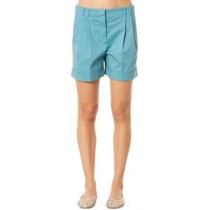 Max Mara Studio, Dames, Korte broeken, Blauw, Maat: M Gabardine,